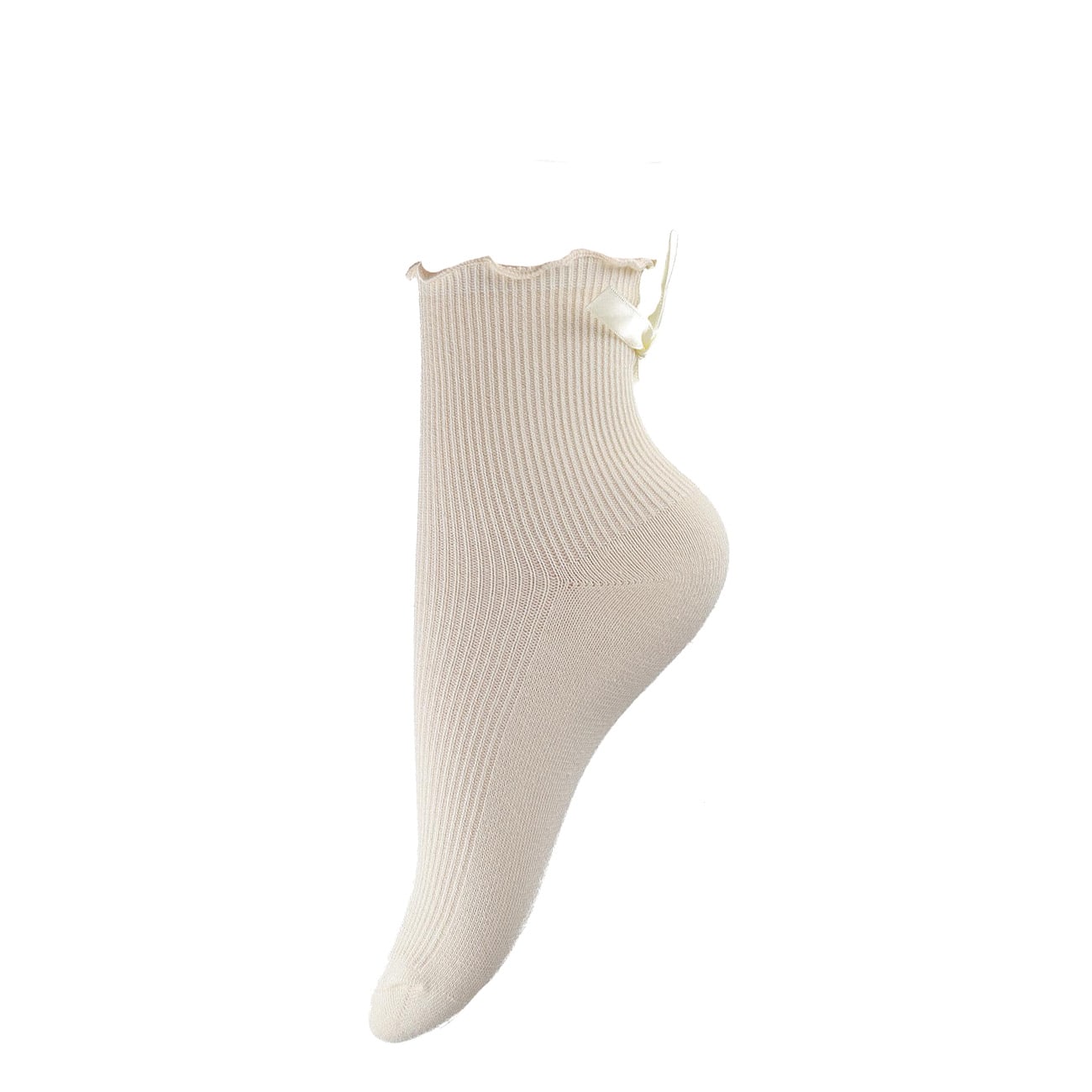 Strømper - Onesize - Hjerter/Sløjfer Beige