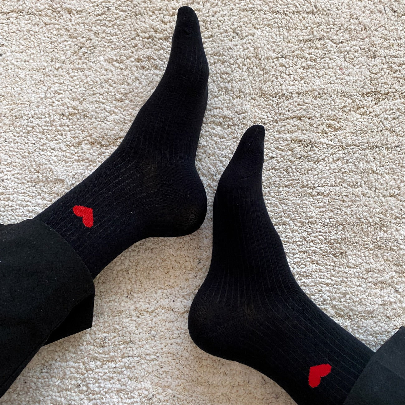 Strømper - Onesize - Hjerter Rød/Sort