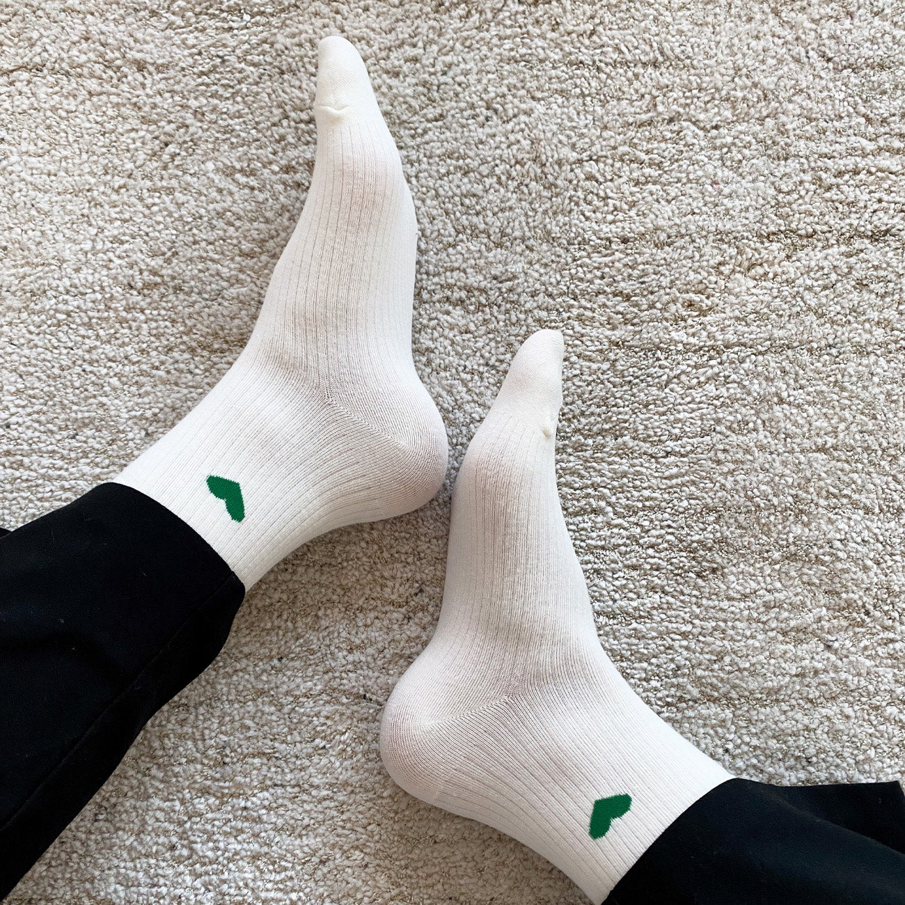 Strømper - Onesize - Hjerter Grøn/Hvid