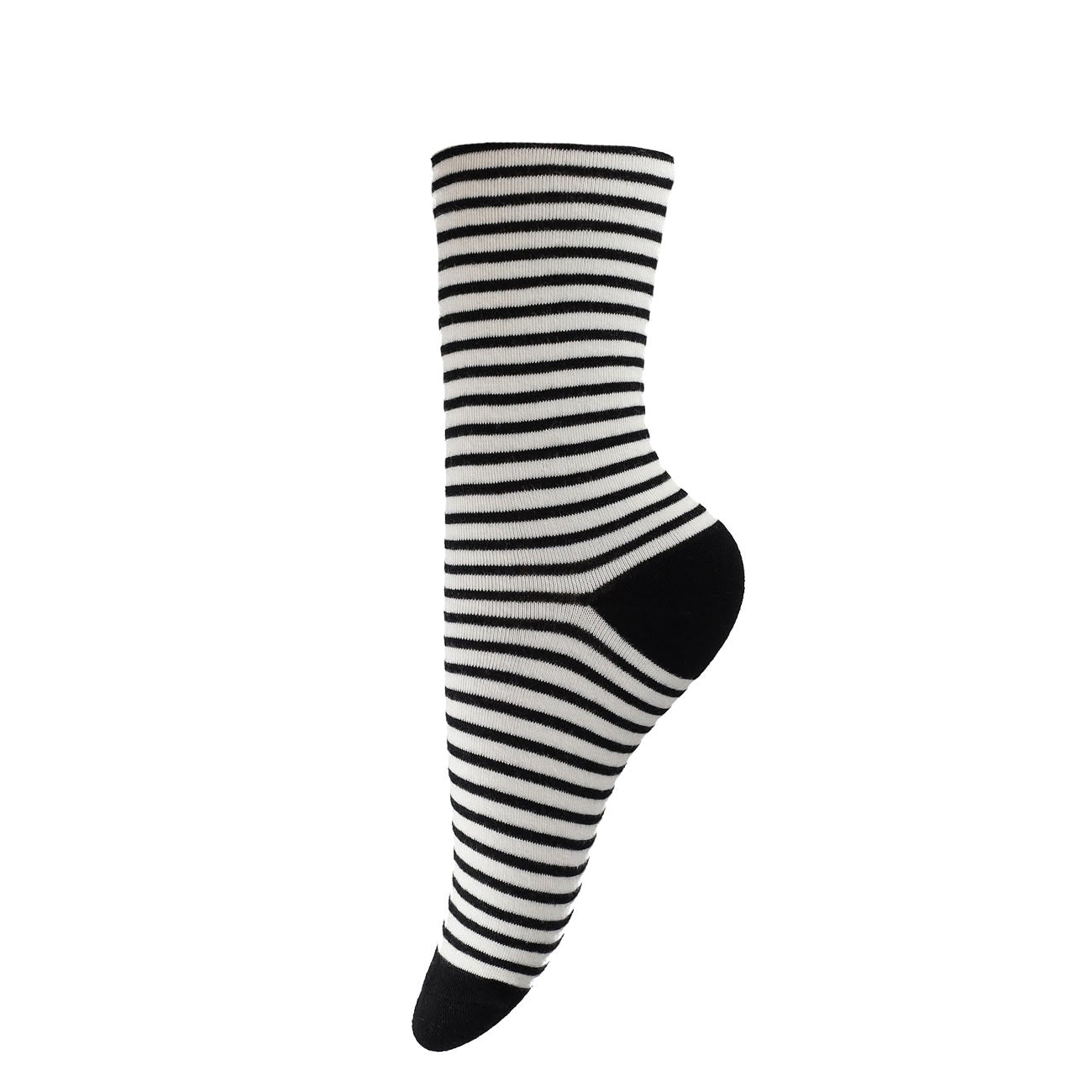 Strømper - Onesize - Smal Stribet Sort/Hvid