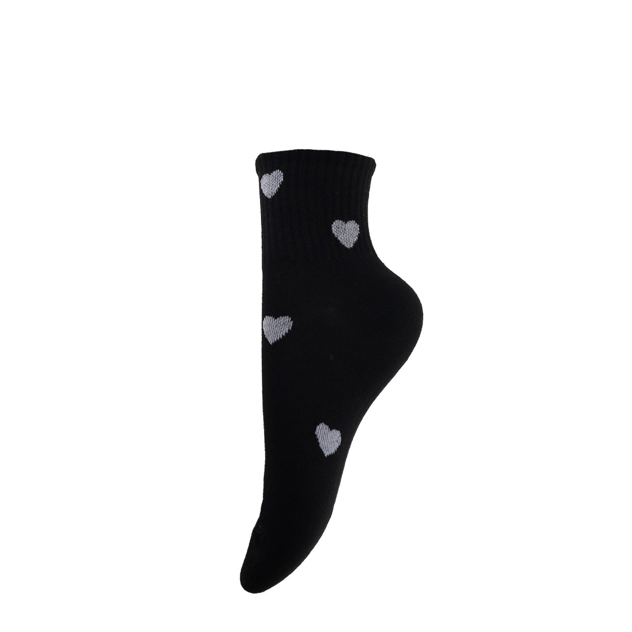 Strømper - Onesize - Hjerter Sort/Hvid