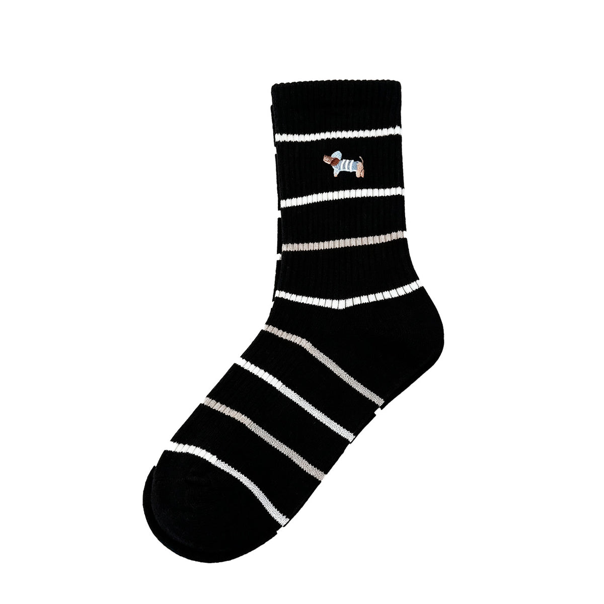 Strømper - Onesize - Strib Sort/Hvid/Beige (FORUDBESTILLING)