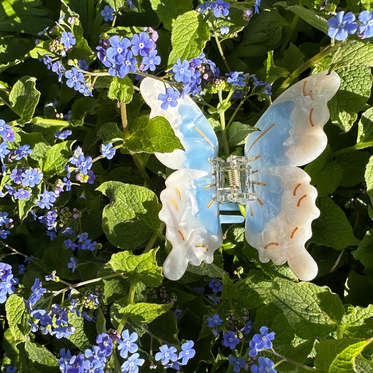 Papilio Sommerfugl Hårklemme - Lyseblå/Hvid