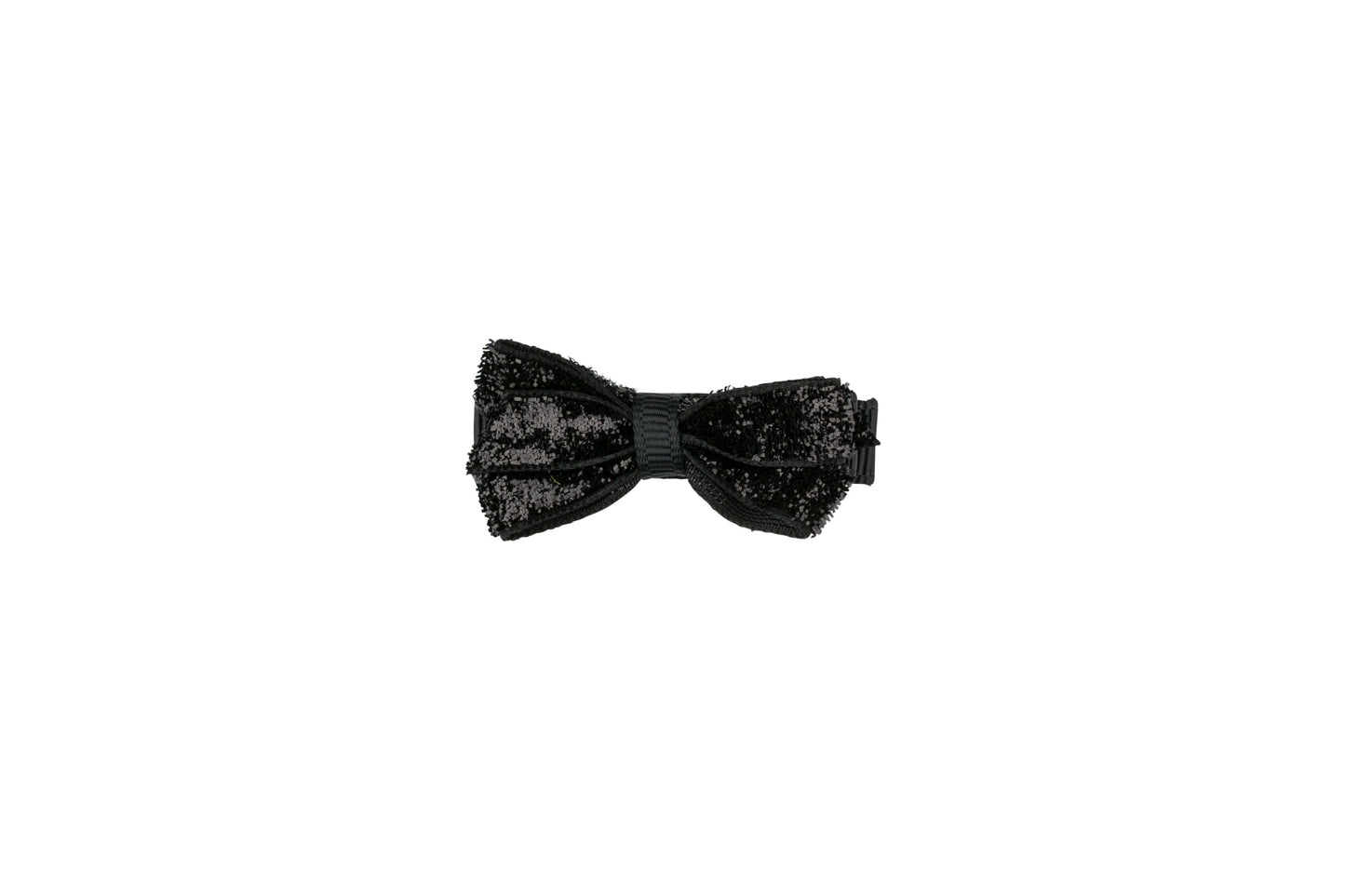 Klassisk Sløjfe - Sort Glitter - 4,5 cm