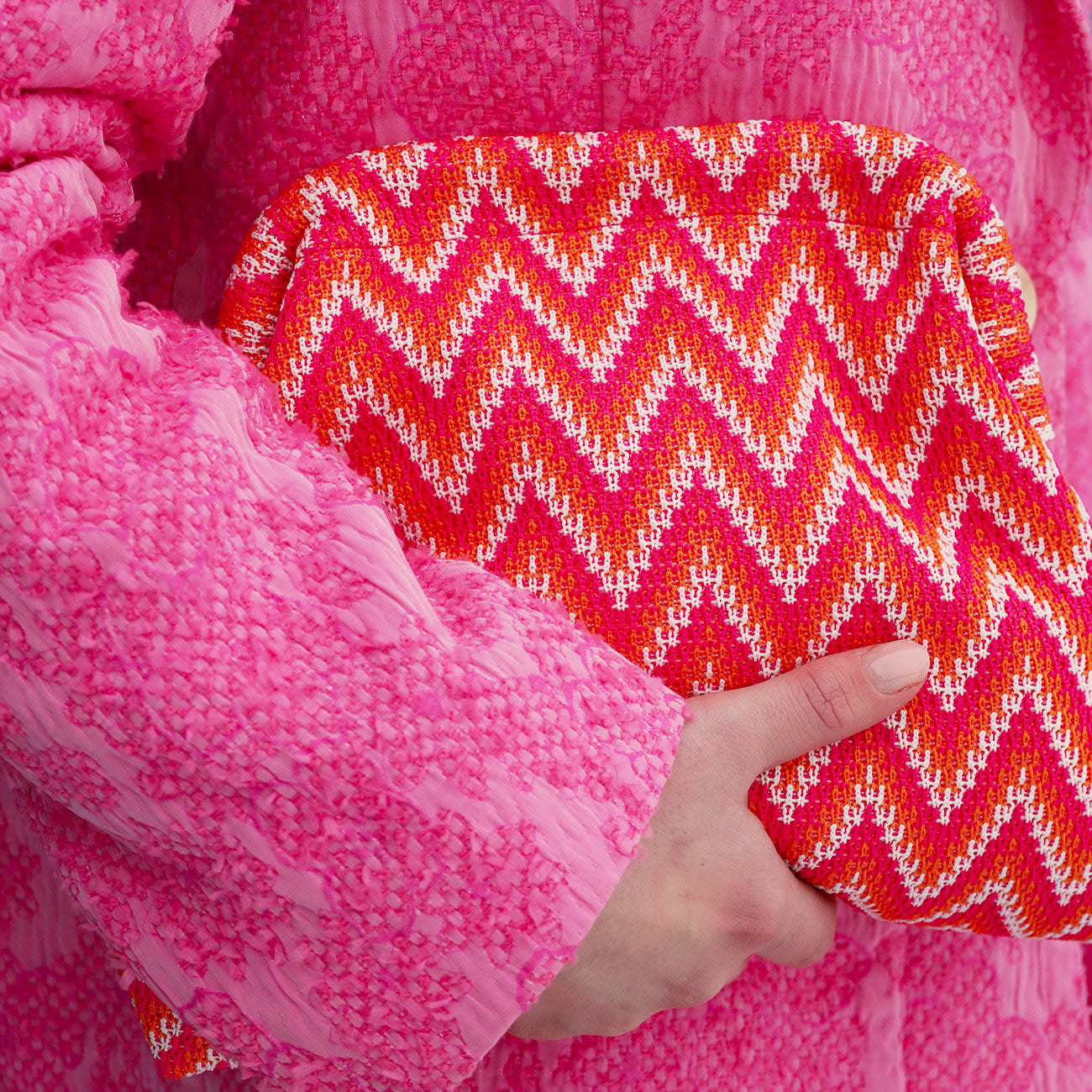 Alba Zig Zag Clutch - Pink/Orange