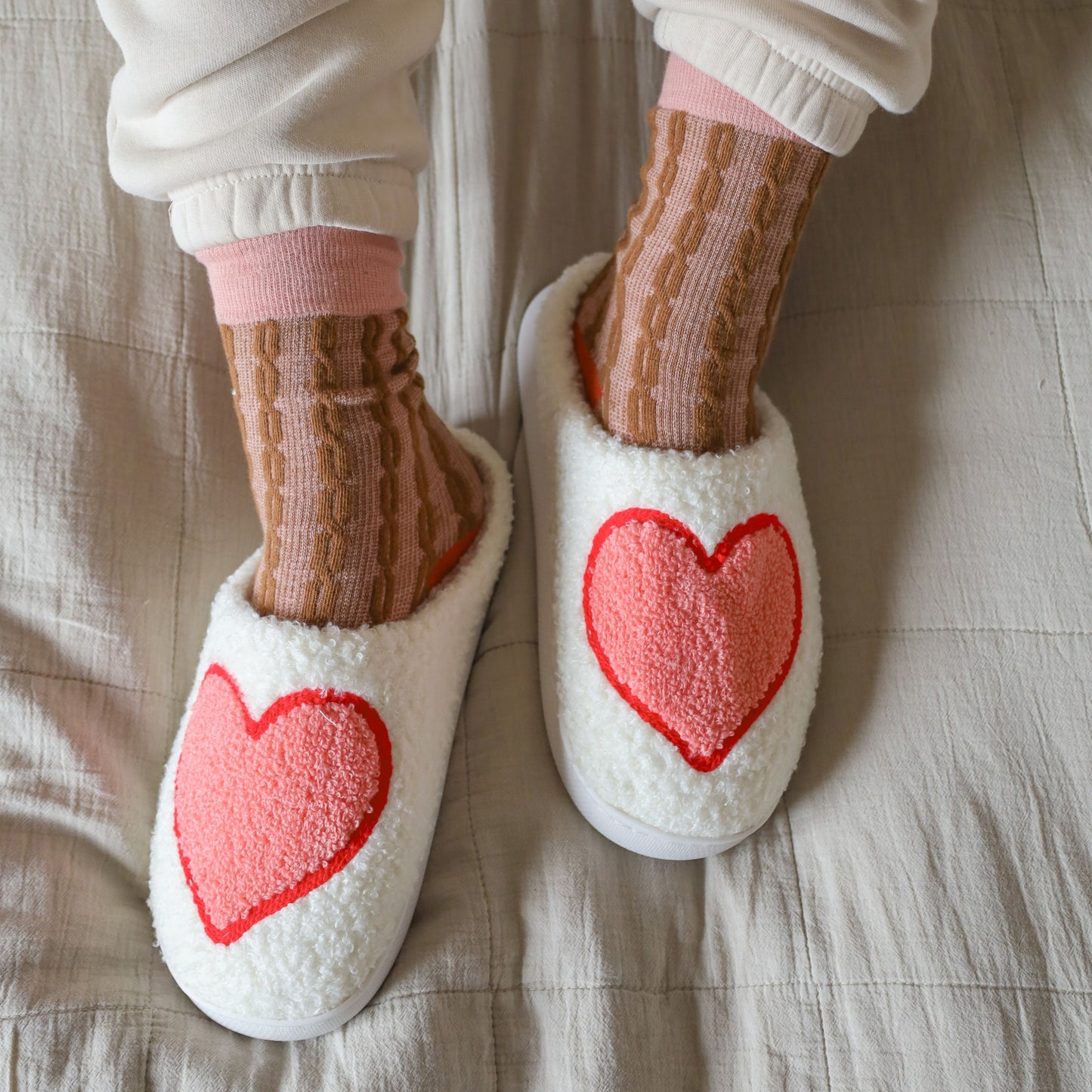 Slippers Stort Hjerte - Lyserød/Rød