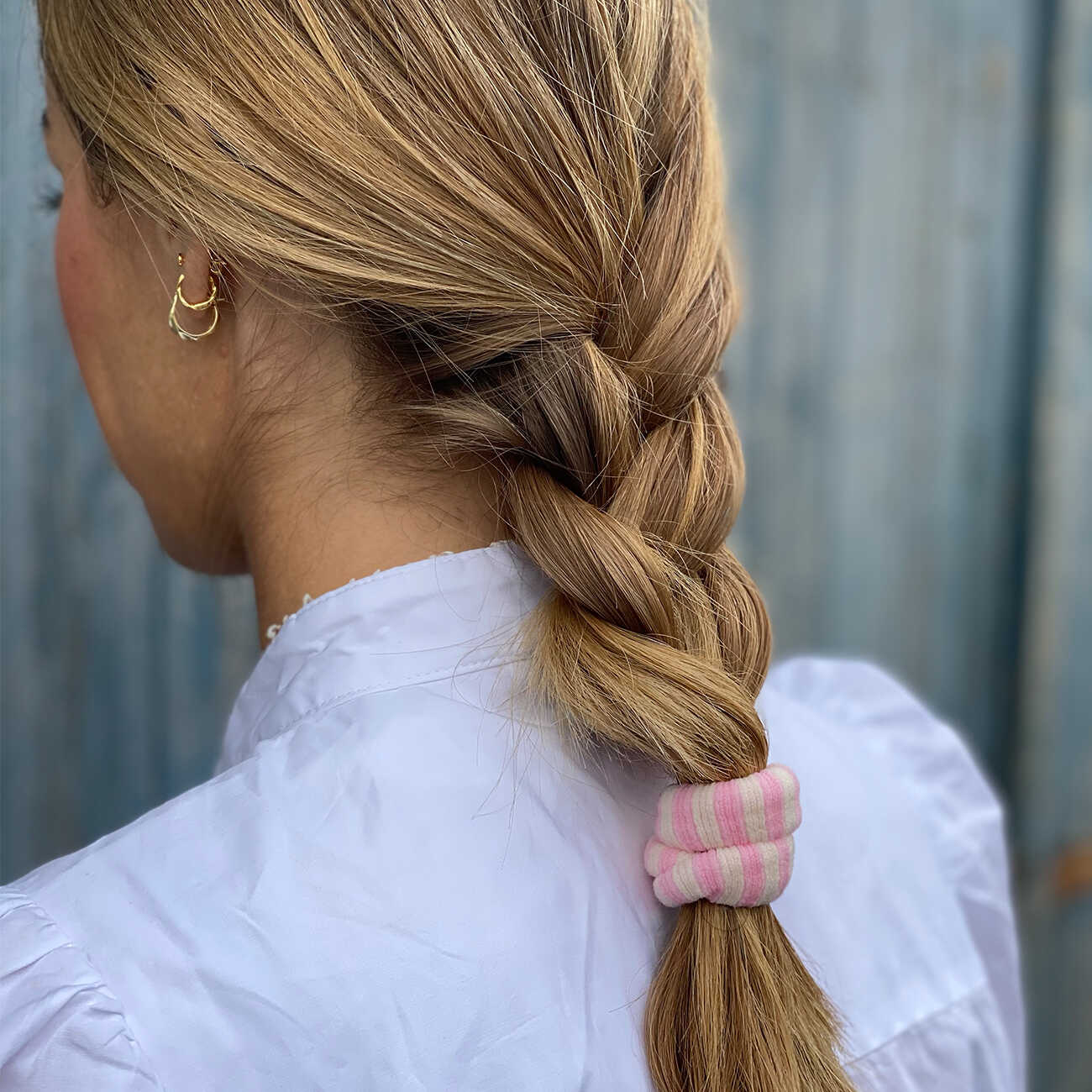 Ea Hårelastik - Lyserød Stribet