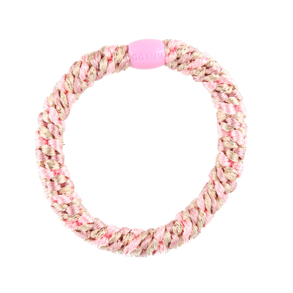 Flettet Hårelastik - Multi Rosa/Lyserød glitter