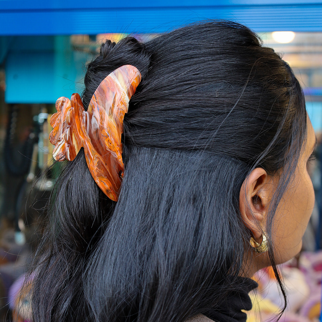 Agnes Hårklemme - Orange Flammet
