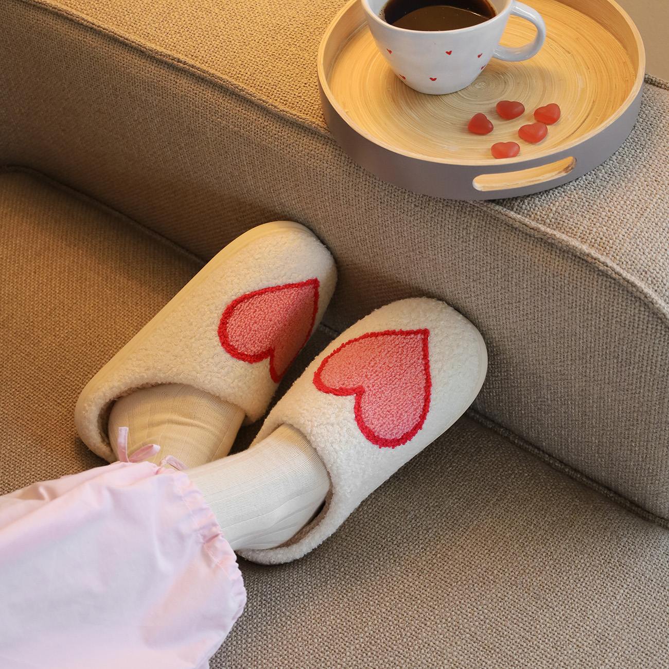 Slippers Stort Hjerte - Lyserød/Rød
