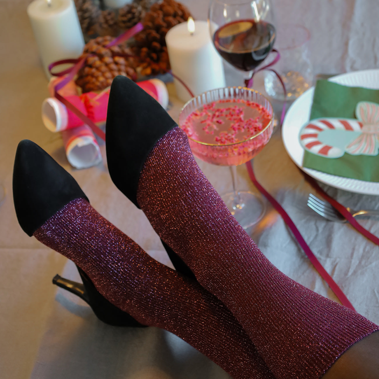 Strømper - Onesize - Glimmer Bordeaux