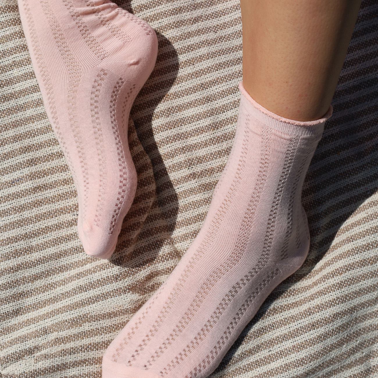 Strømper - Onesize - Flæser Pastel Rosa