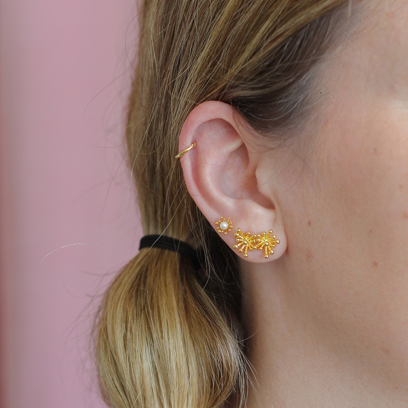 Sparkle Ørering - Perle - 925S Forgyldt