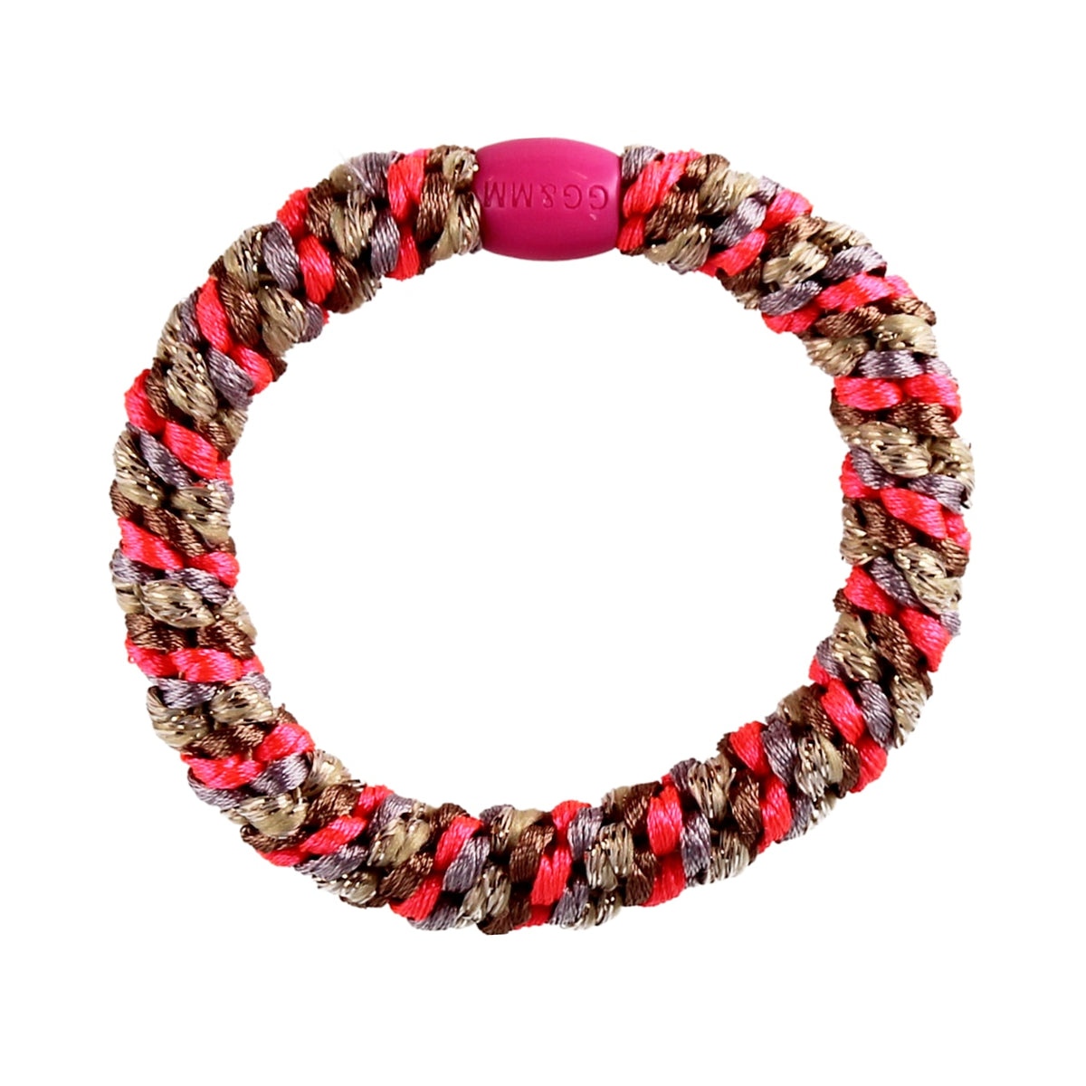 Flettet Hårelastik - Multi Neon pink, beige, glitter