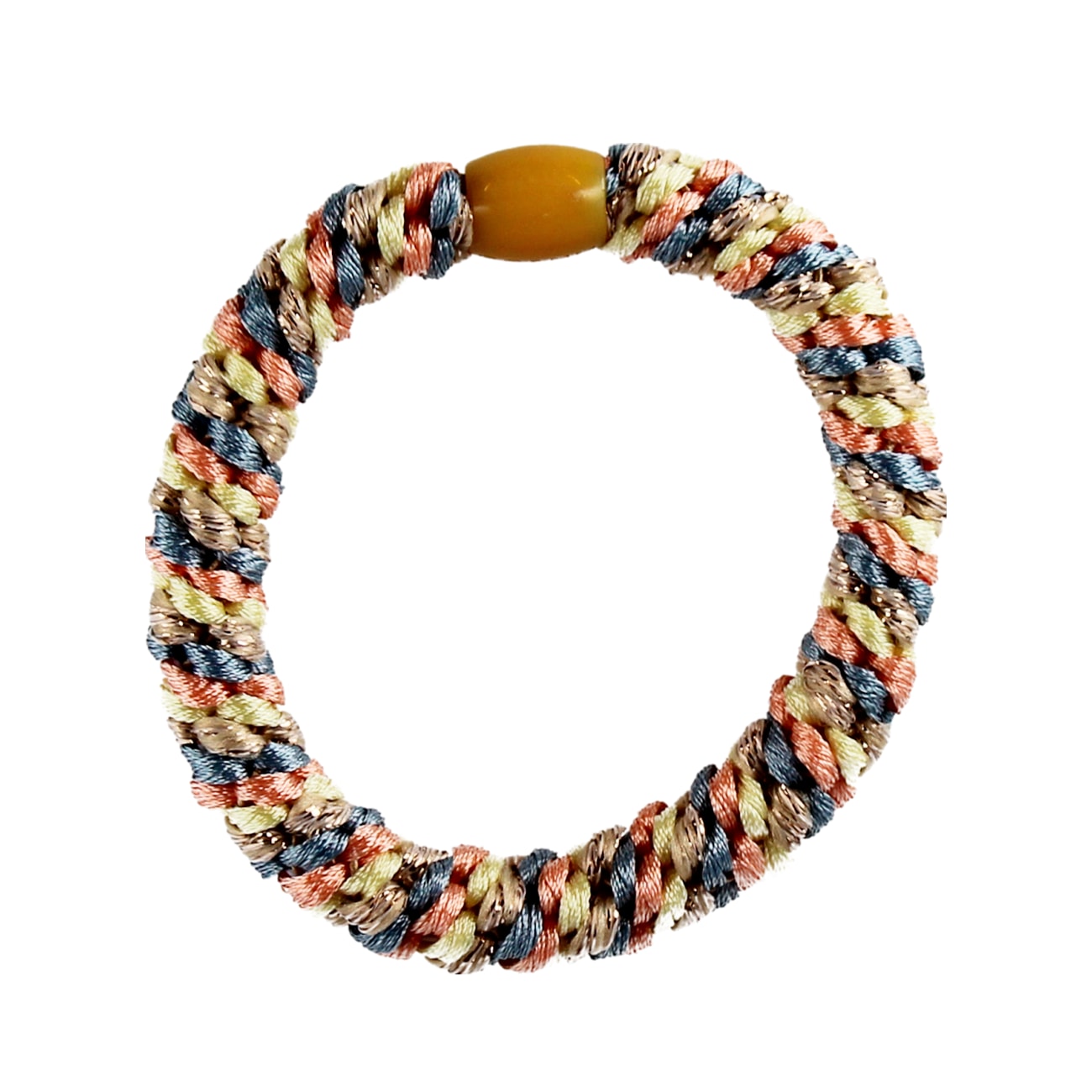 Flettet Hårelastik - Multi Fersken, gul, glitter