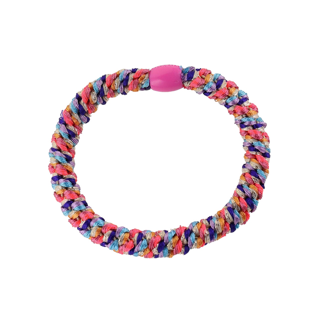 Flettet Hårelastik - Multi Lilla/Koral/Blå Glitter