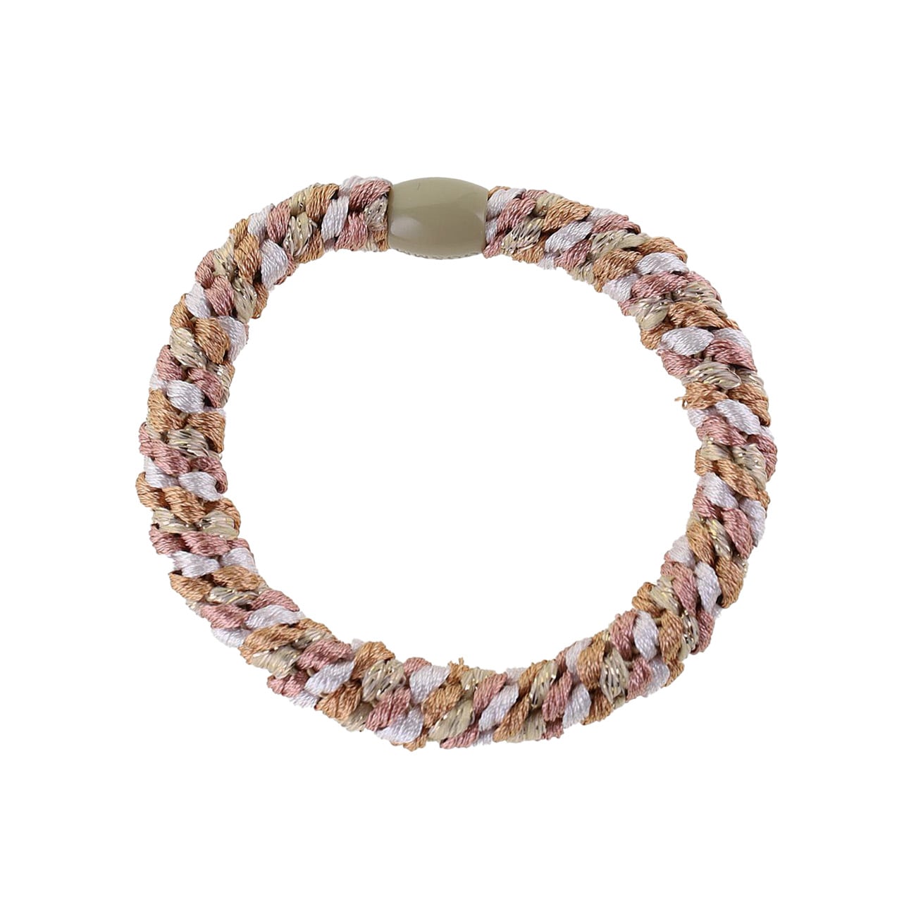 Flettet Hårelastik - Multi Rosa/Hvid/Beige Glitter