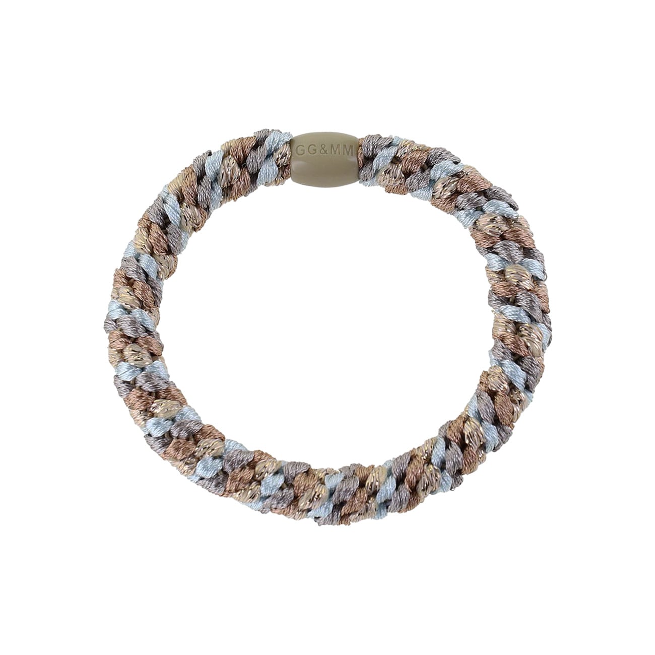 Flettet Hårelastik - Lyseblå/Sand/Taupe Glitter