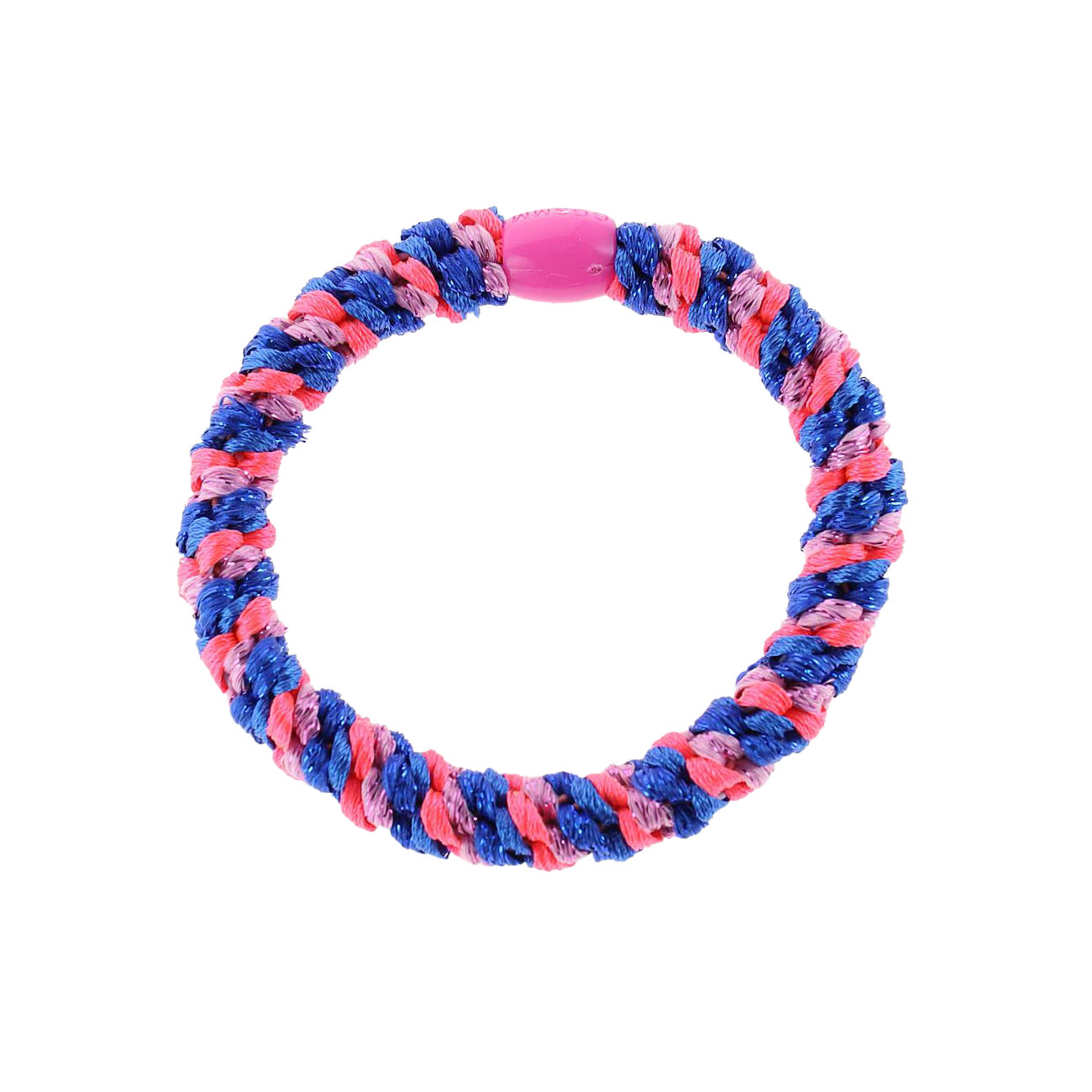 Flettet Hårelastik - Multi Blå/Pink/Rosa Glitter