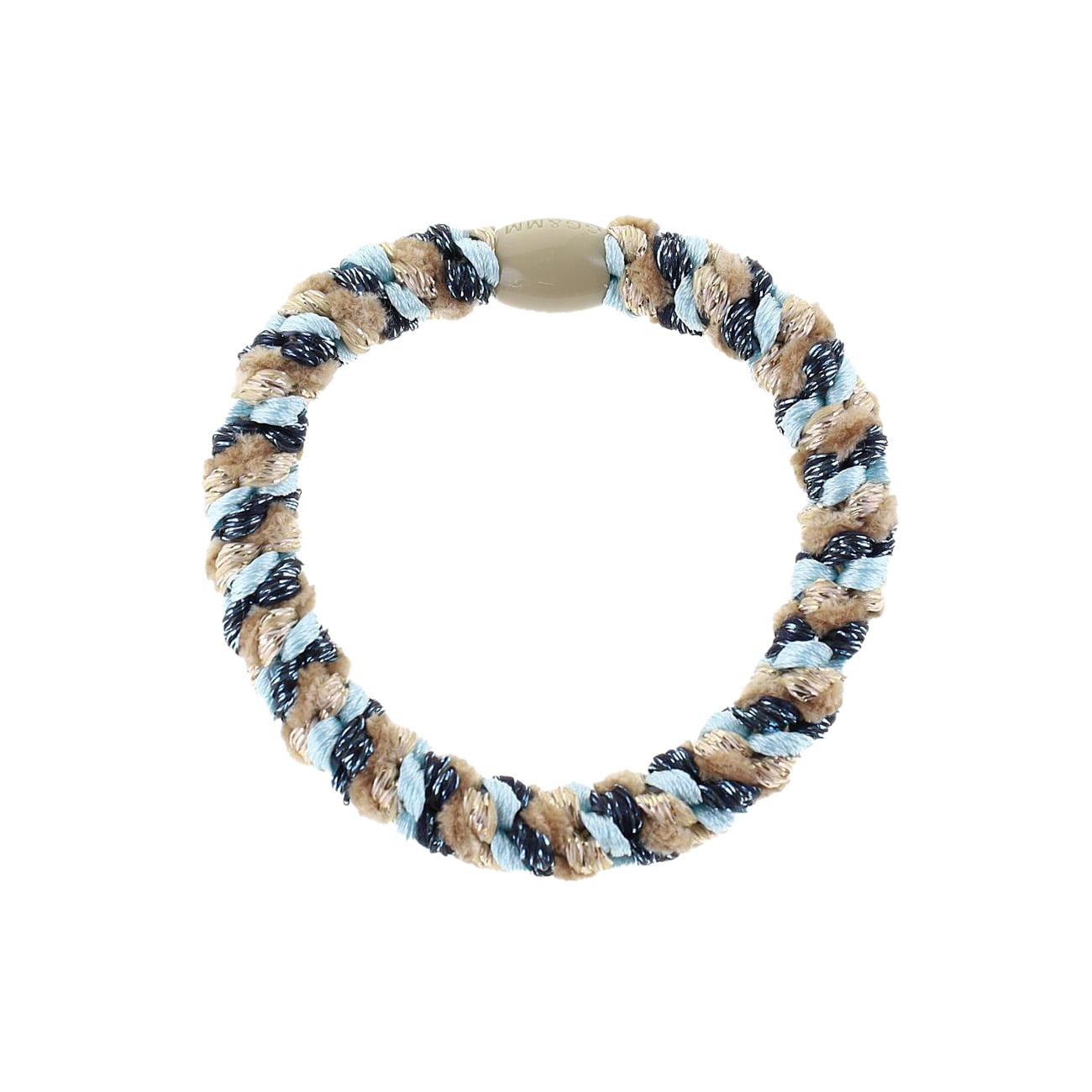 Flettet Hårelastik - Multi Navy/Lyseblå/Beige Glitter