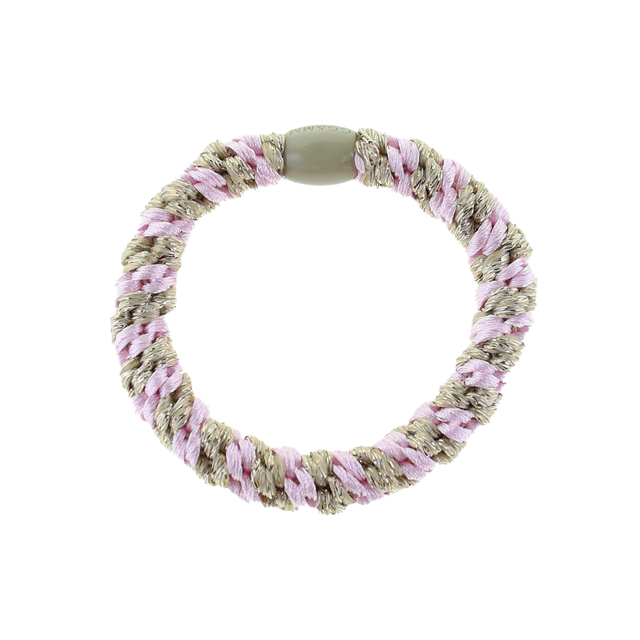 Flettet Hårelastik - Multi Rosa/Beige Glitter