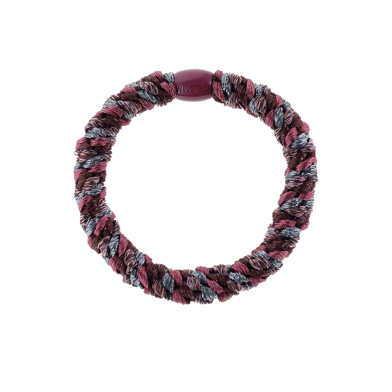 Flettet Hårelastik - Multi Bordeaux/Grå Glitter