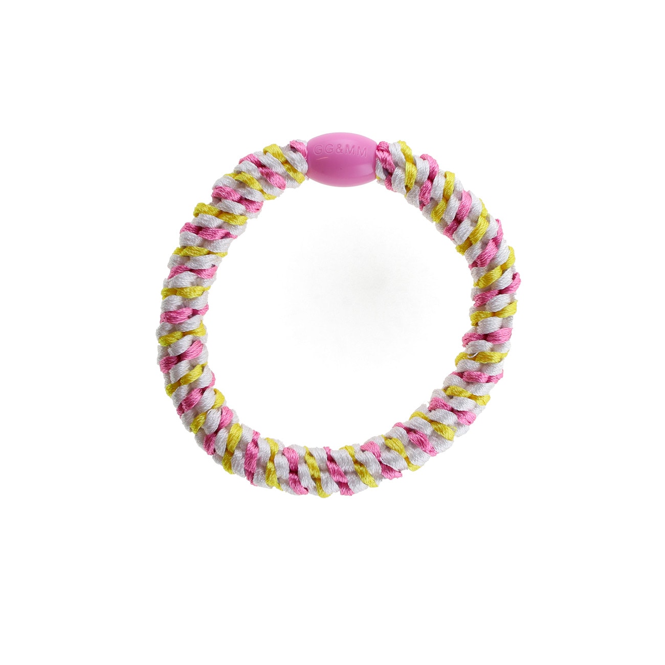 Flettet Hårelastik - Multi Pink/Gul/Hvid