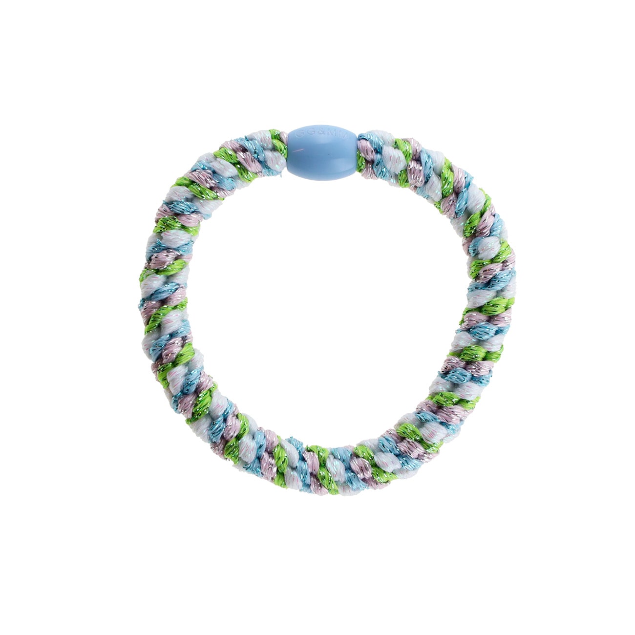 Flettet Hårelastik - Multi Lyseblå/Grøn/Hvid Glitter