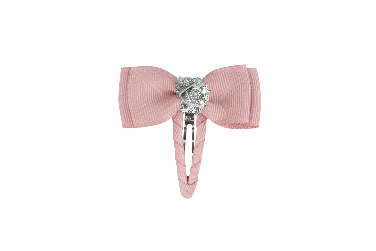 Dobbelt Sløjfe Hårspænde - Antique Rose/Sølv Glitter
