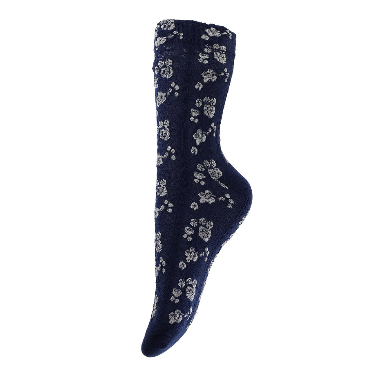 Strømper - Onesize - Små Blomster Navy/Grå