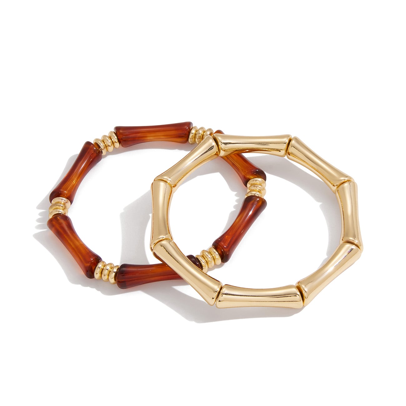 Genevieve Armbånd - Brun/Forgyldt (2 pak)