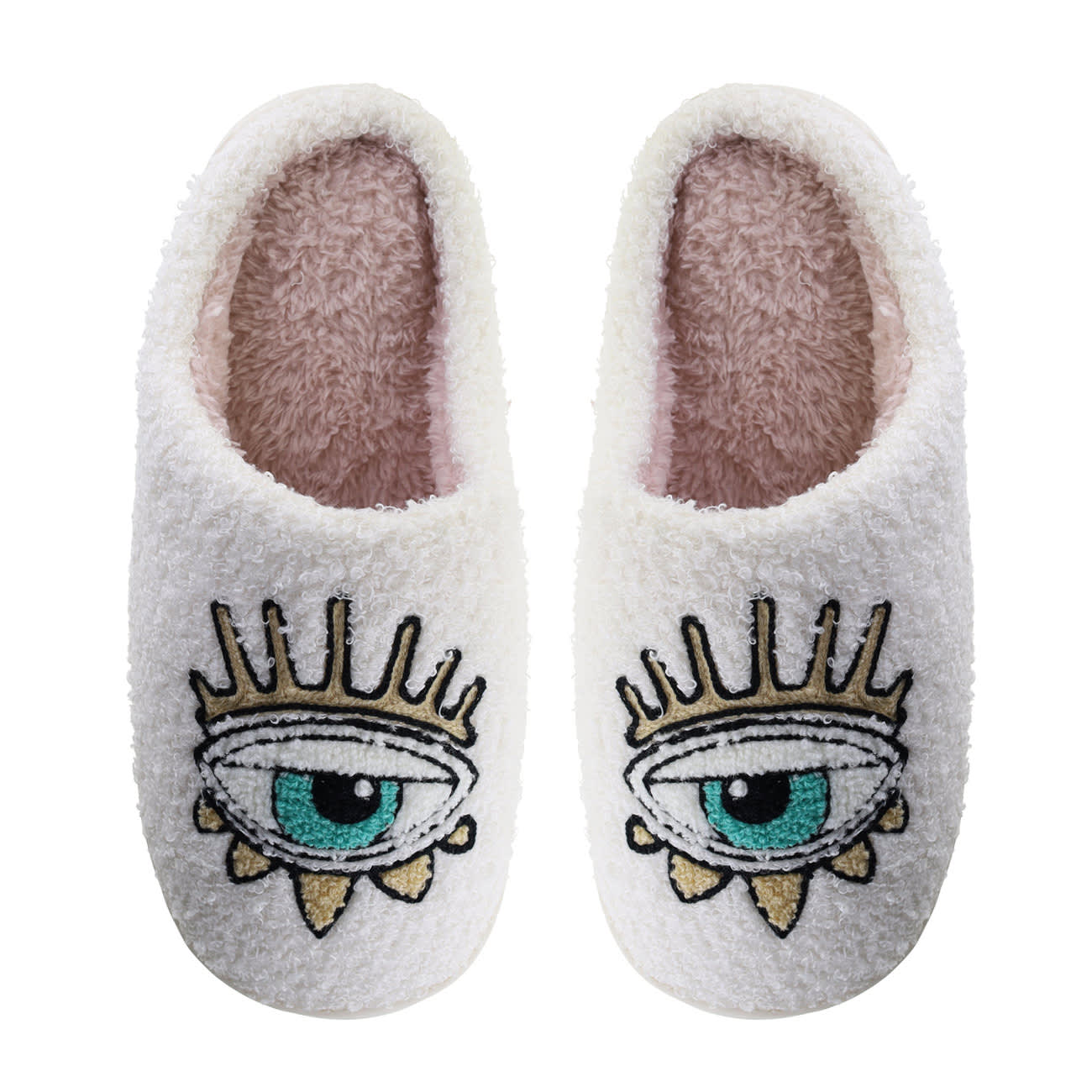 Slippers Øjne - Hvid/Turkis
