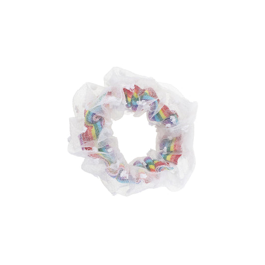 Katinka Scrunchie - Hvid/Regnbue