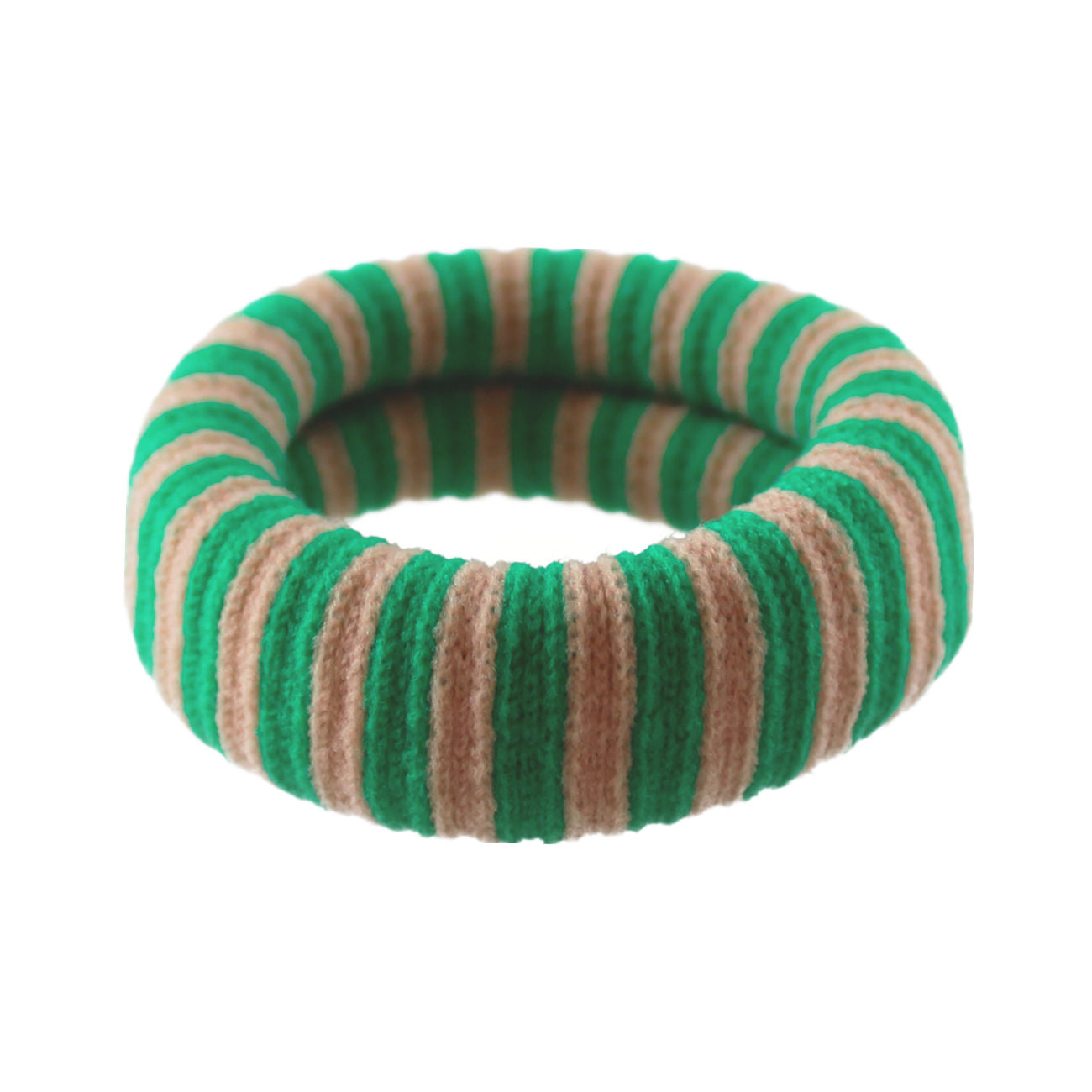 Ea Hårelastik - Grøn/Beige Stribet