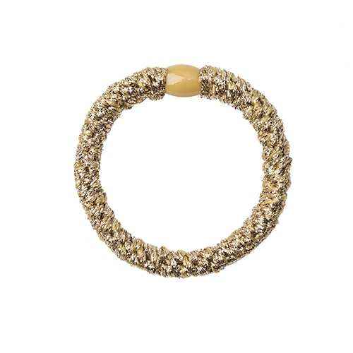 Flettet Hårelastik - Glitter Guld