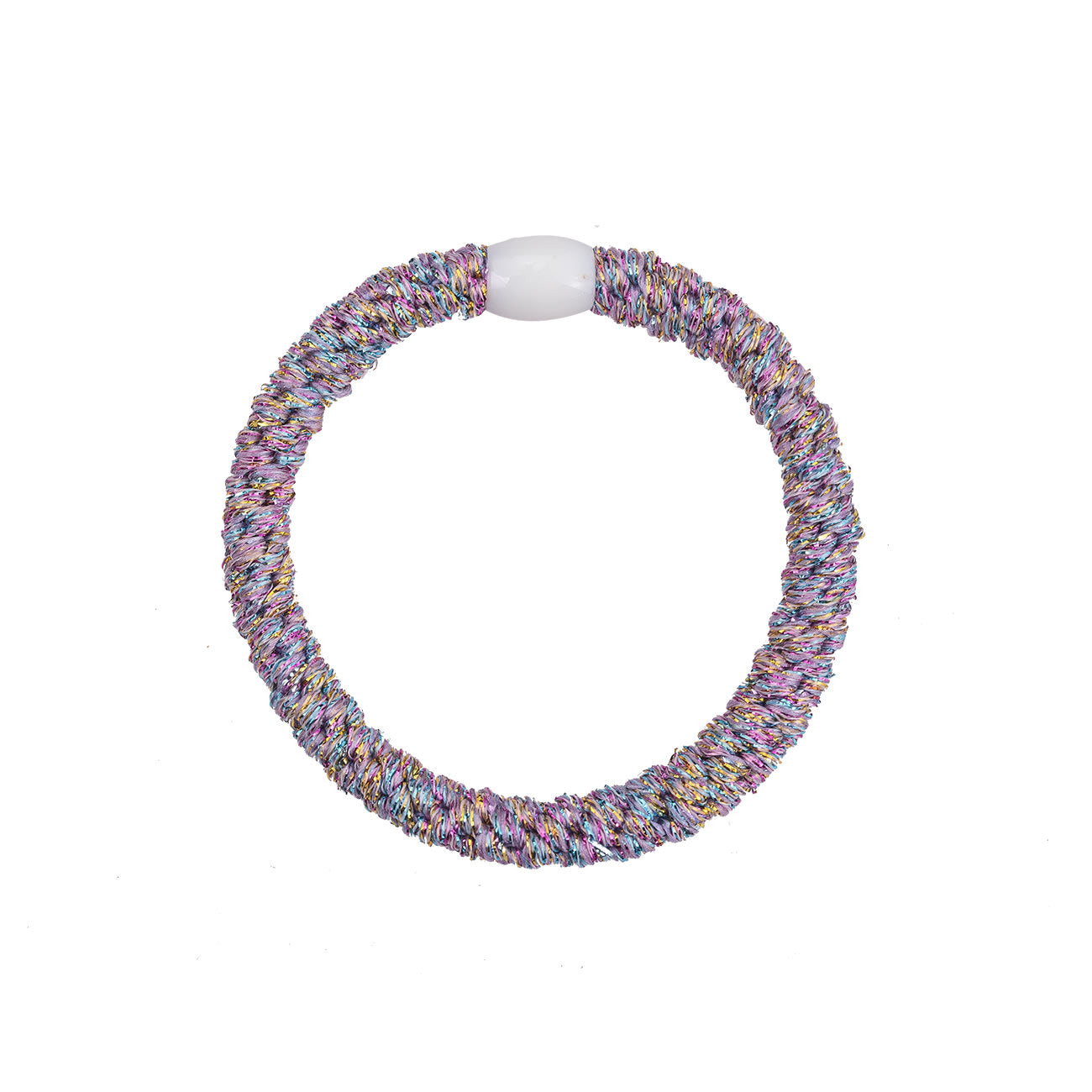 Flettet Hårelastik - Hvid Regnbue