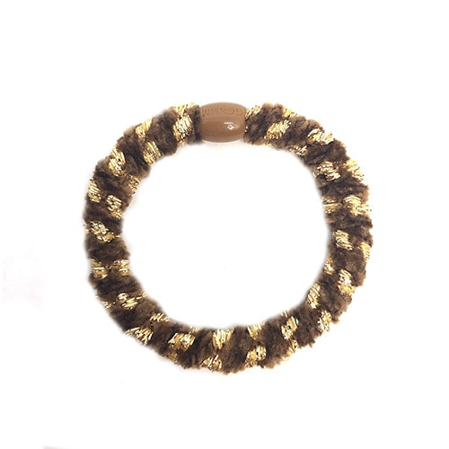 Flettet Hårelastik - Velour Multi Brun/Guld