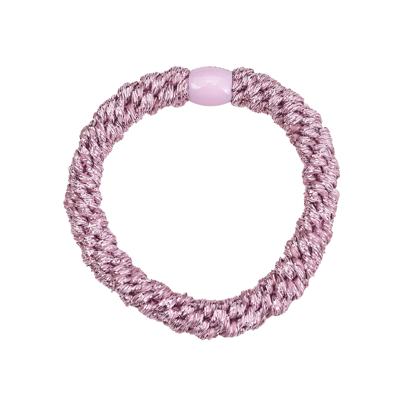 Flettet Hårelastik - Glitter Antique rose Metalic