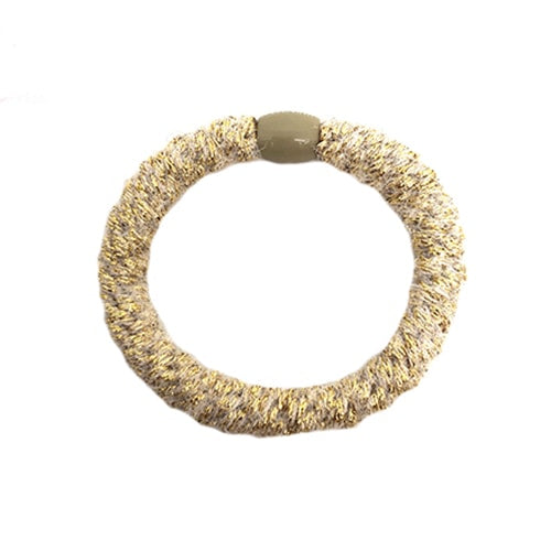 Flettet Hårelastik - Fluffy Beige/guld