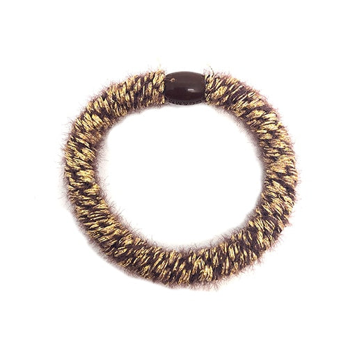 Flettet Hårelastik - Fluffy Brun/Guld