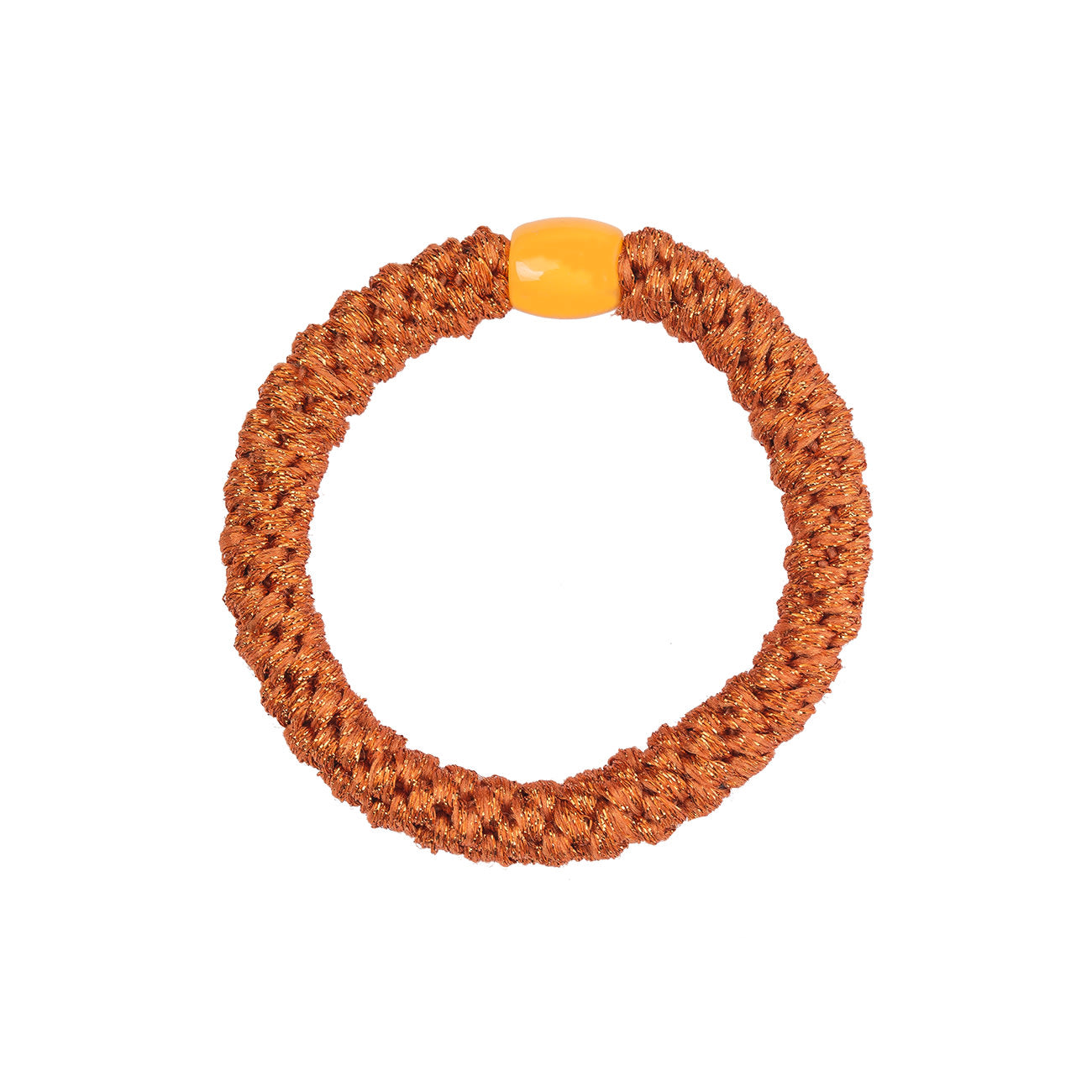 Flettet Hårelastik - Glitter Orange Metallic