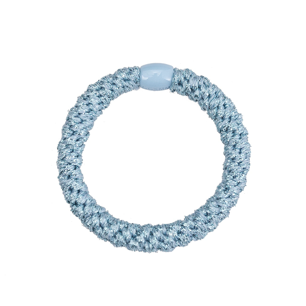 Flettet Hårelastik - Glitter Lyseblå Metallic