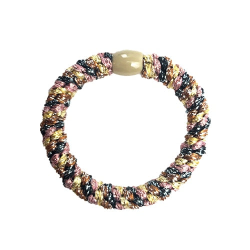 Flettet Hårelastik - Multi Brun Regnbue