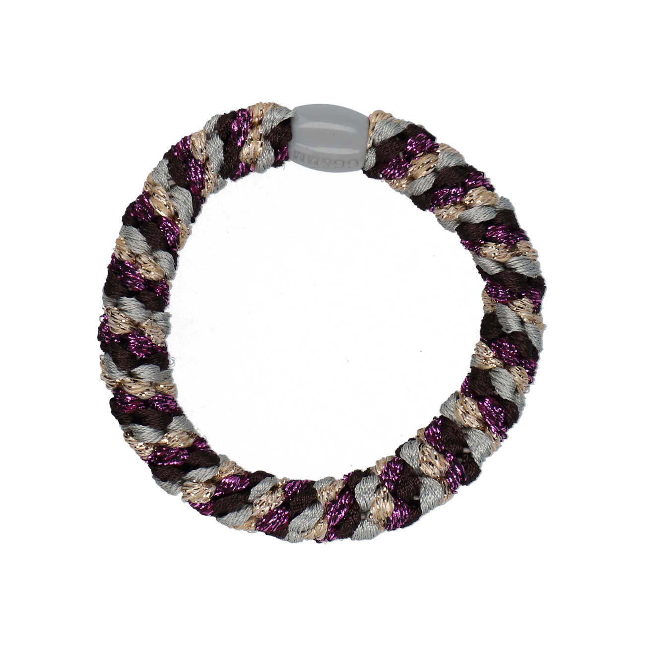 Flettet Hårelastik - Multi Purple, gold, brown