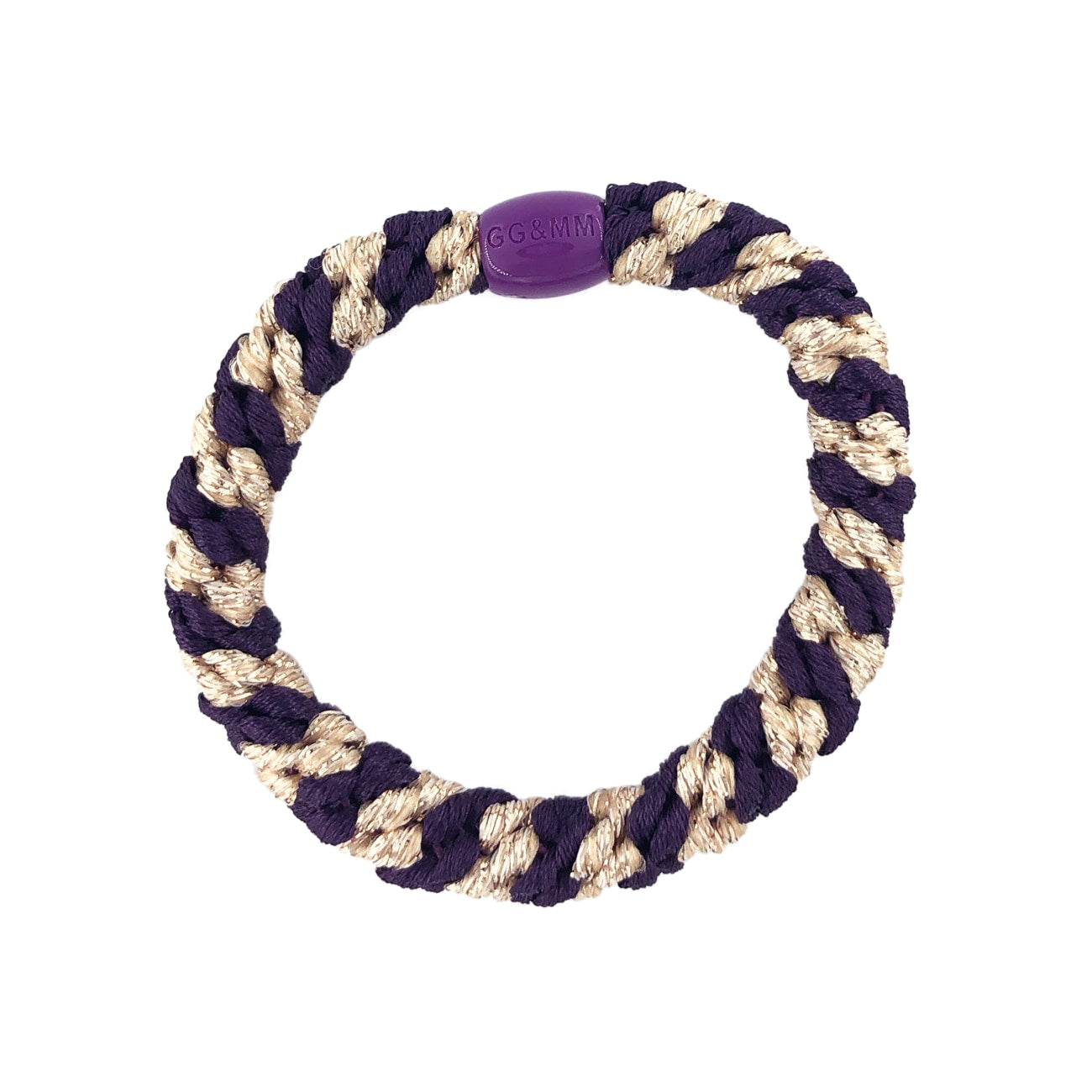 Flettet Hårelastik - Multi Dark Purple, Light Gold Glitter