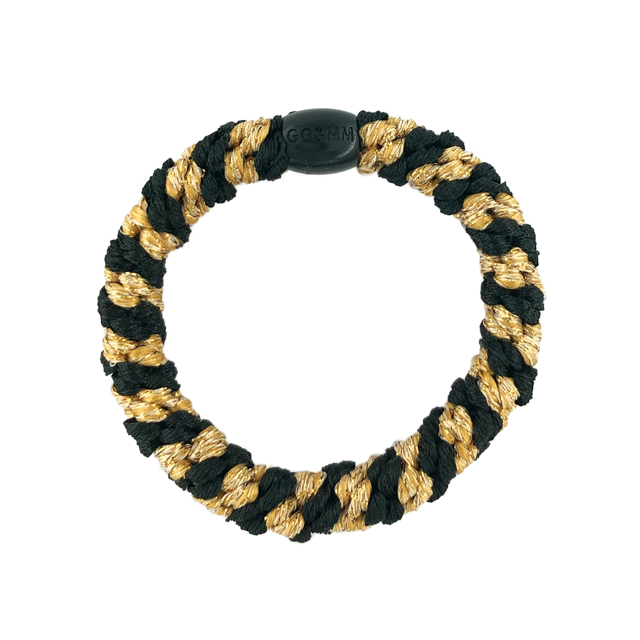 Flettet Hårelastik - Multi Black, Gold Glitter