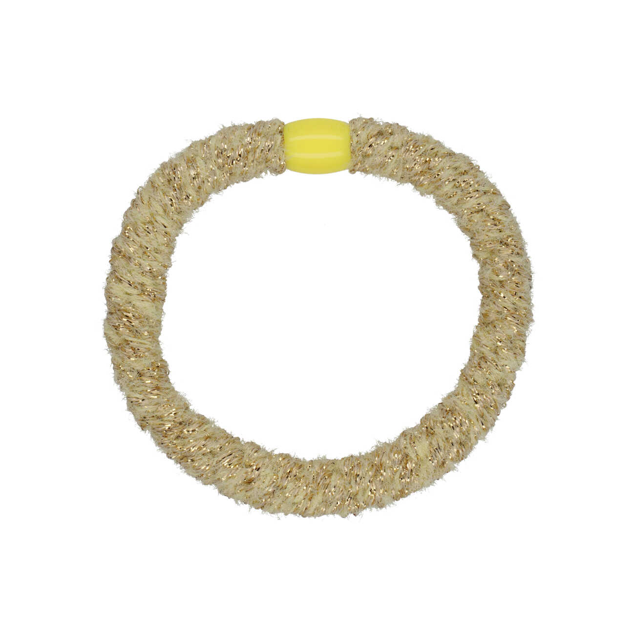 Flettet Hårelastik - Fluffy Yellow & Gold