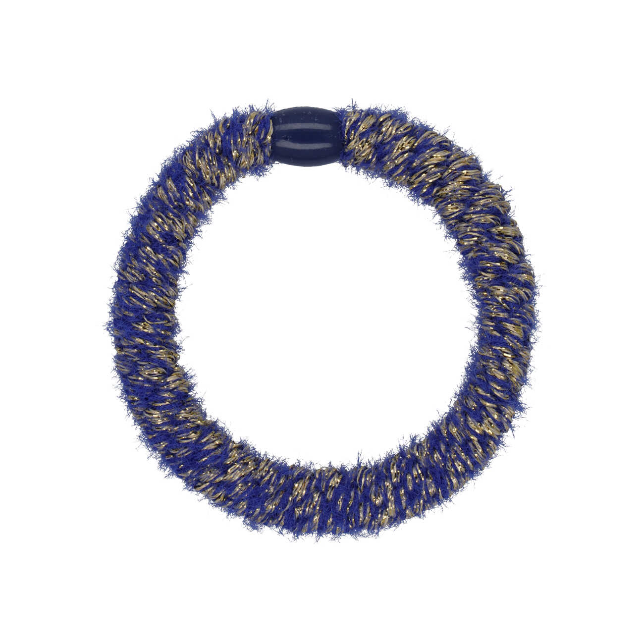 Flettet Hårelastik - Fluffy Navy & Gold