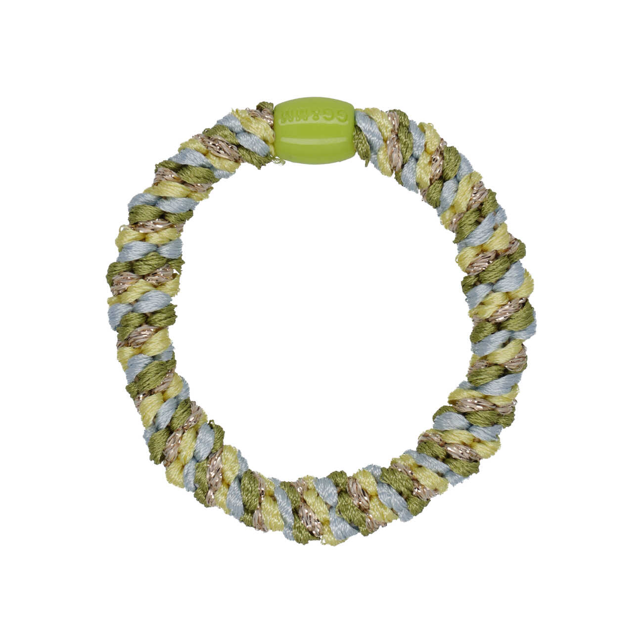 Flettet Hårelastik - Multi Green, blue, lime