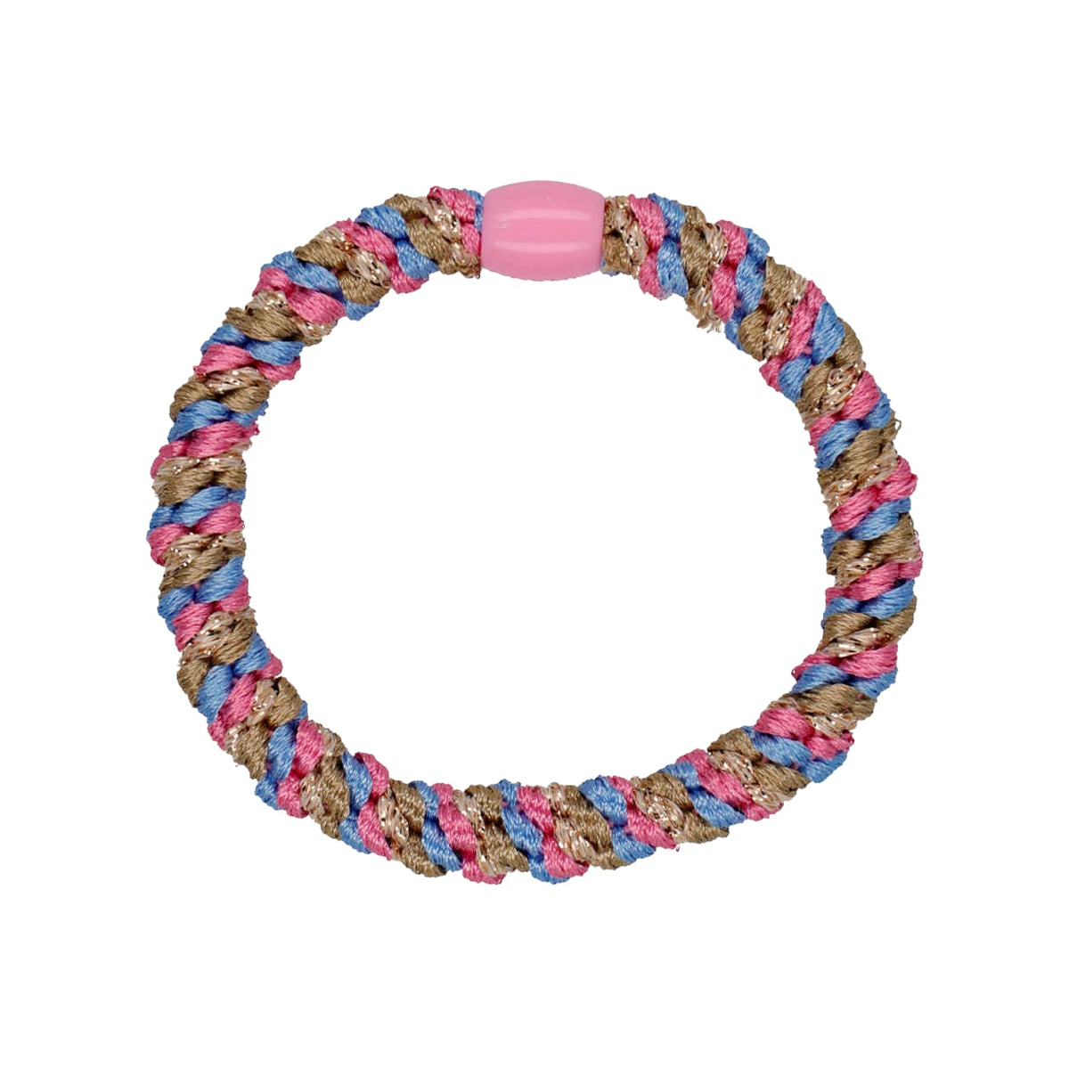 Flettet Hårelastik - Multi Pink, blue, glitter